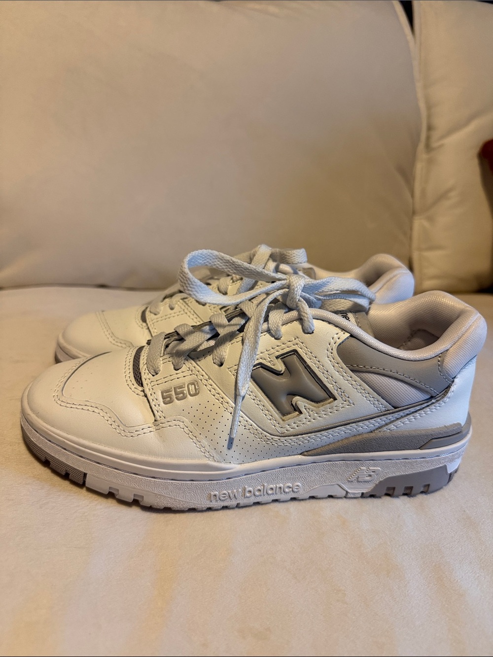 New Balance 550 White and Gray Low-Top Sneakers